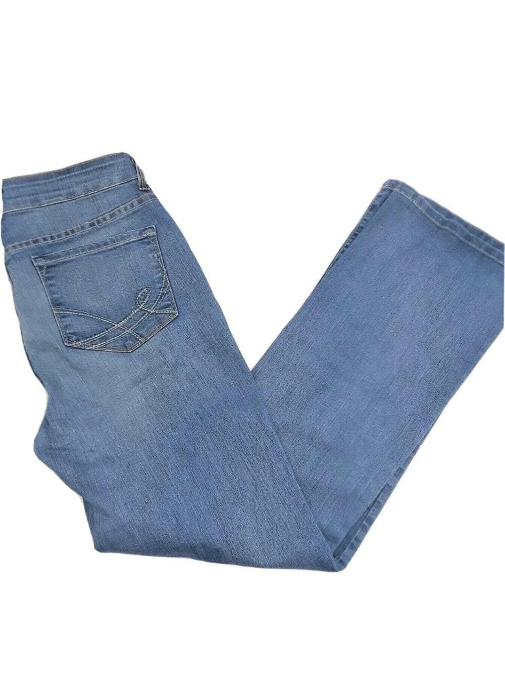 NYDJ Marilyn Straight Leg Size 10  Medium Wash Embellished Pockets USA Womens